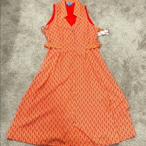 Sleeveless Red Patterned Dress